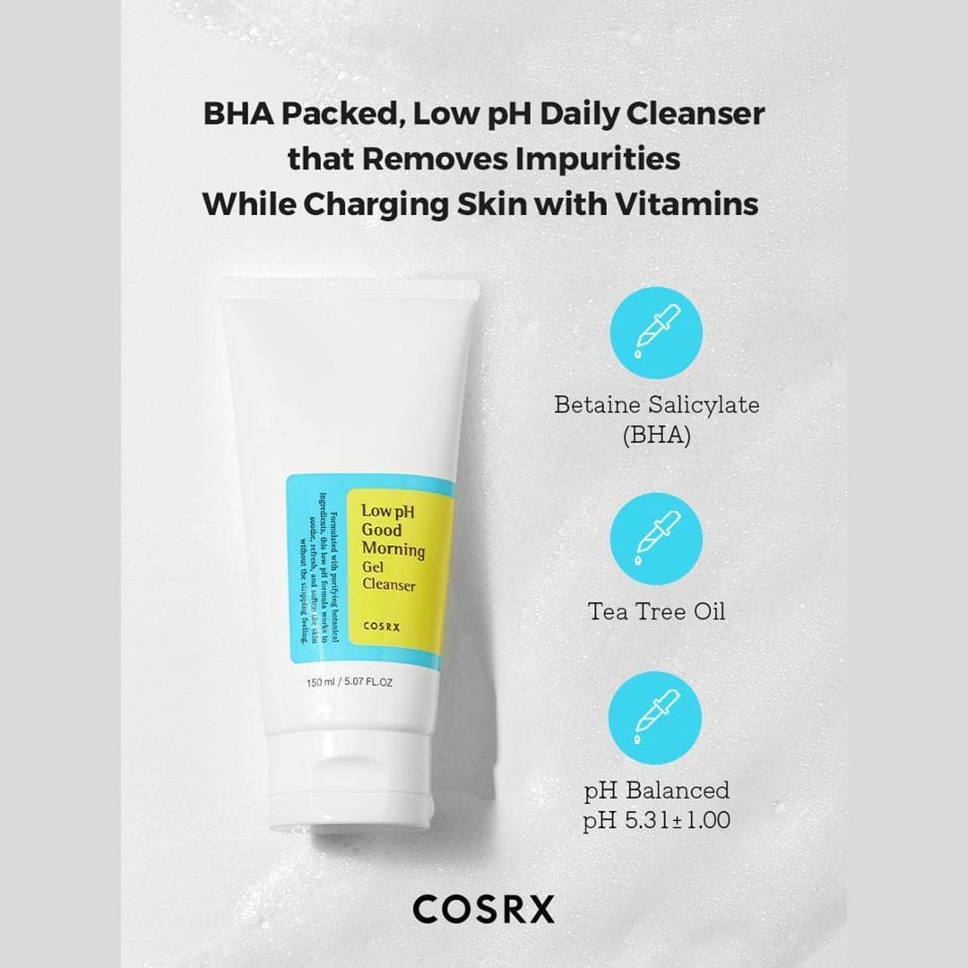 COSRX Low pH Good Morning Gel Cleanser - 150ml: Gentle, Hydrating pH-Balanced Facial Cleanser for All Skin Types