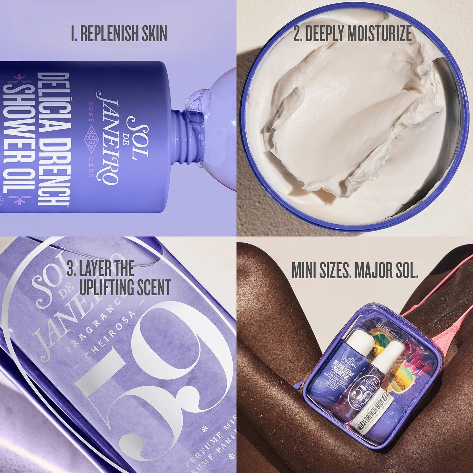 Delícia Drench™ Jet Set: Deeply Moisturizing Body Care Trio for Travel