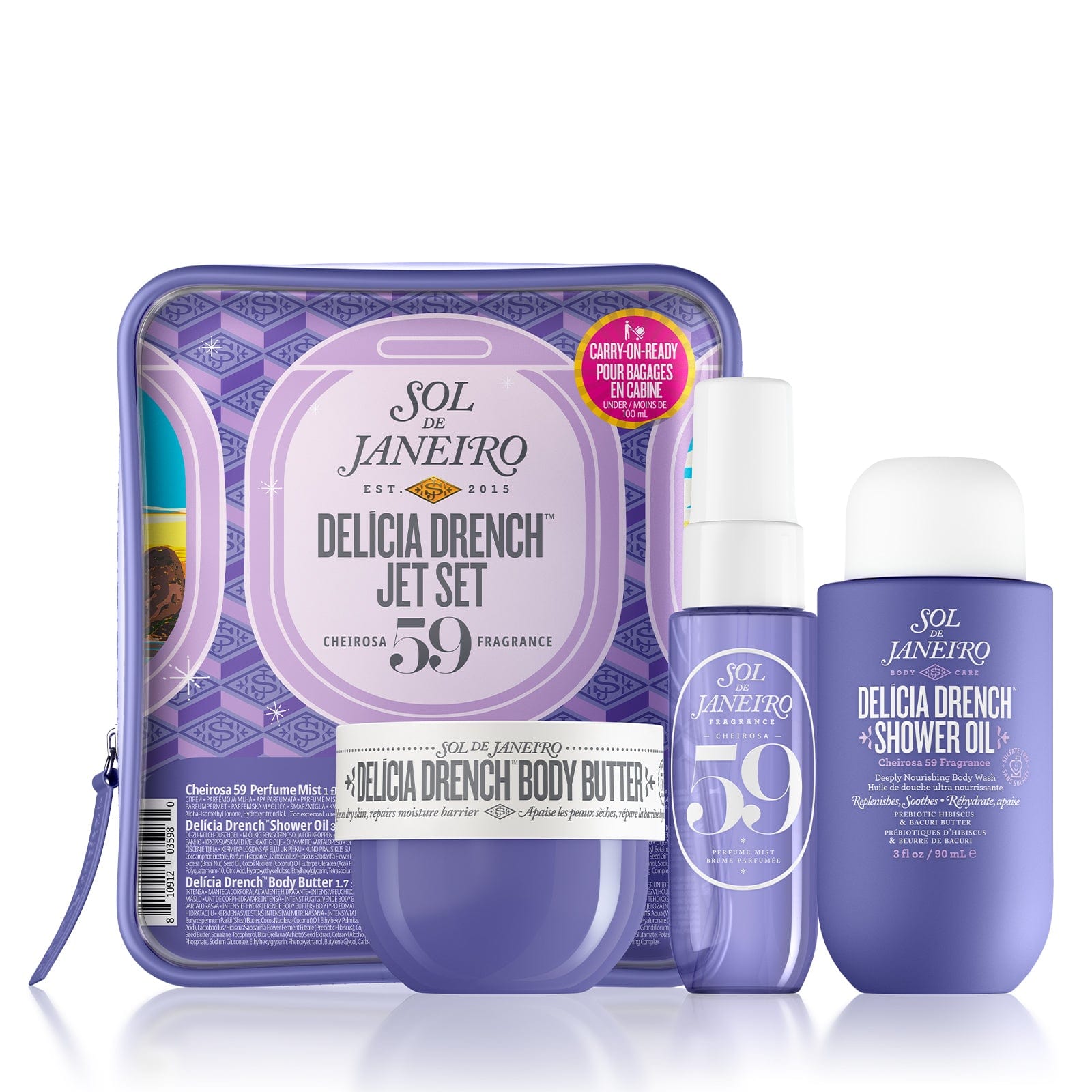 Delícia Drench™ Jet Set: Deeply Moisturizing Body Care Trio for Travel